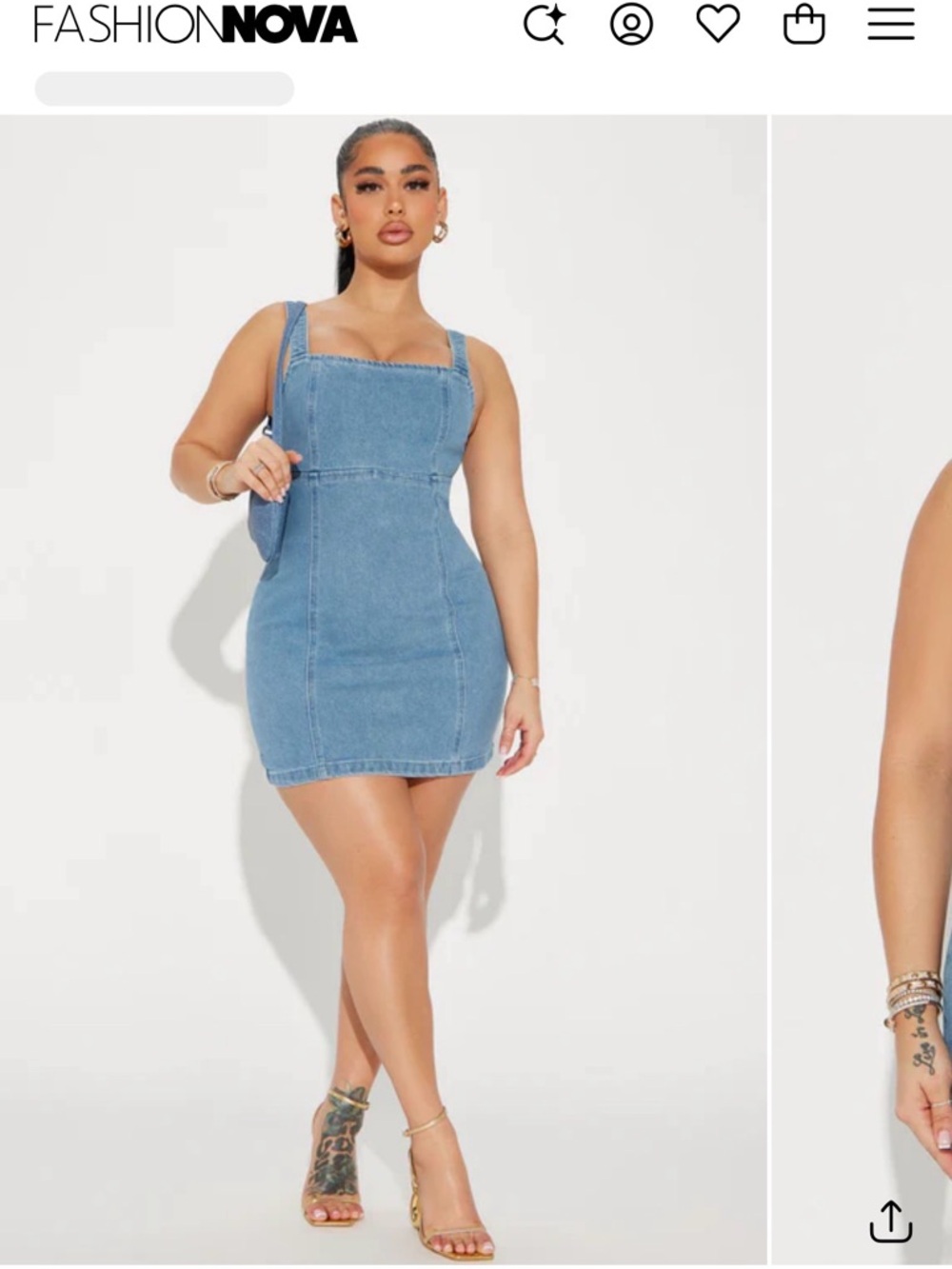 Fashion Nova Light Wash Denim Bodycon Mini Dress